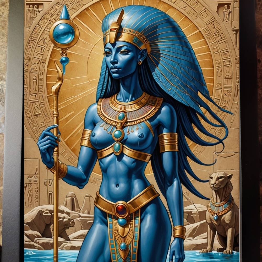 Tefnut Egyptian Goddess Art Print In A Frame 8x10